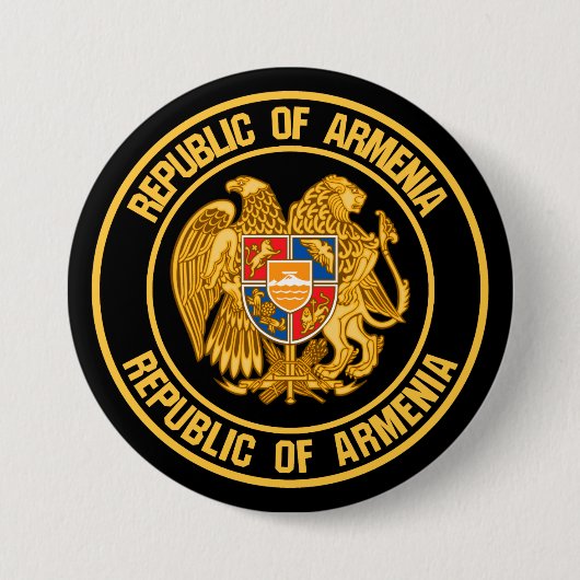 Armenia Round Emblem Ronde Button 7,6 Cm (Voorkant)