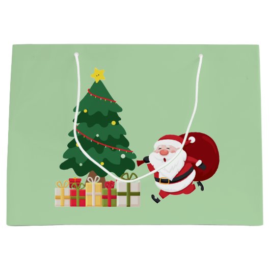 Armenian Happy New Year Cute Santa Gift Bag Groot Cadeauzakje (Voorkant)