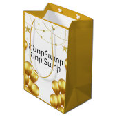 Armenian Happy New Year Elegant Gold Gift Bag Medium Cadeauzakje (Achterkant Gekanteld)