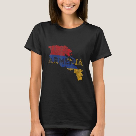 Armenian Map and Flag Souvenir Distressed Armeni T-shirt (Voorkant)