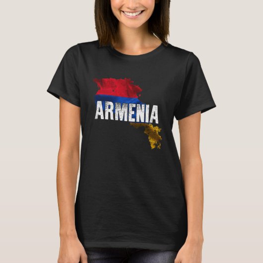 Armenian Map and Flag Souvenir  Distressed Armenia T-shirt (Voorkant)
