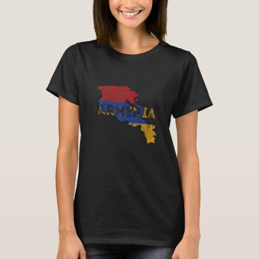 Armenian Map and Flag Souvenir  Distressed Armenia T-shirt (Voorkant)