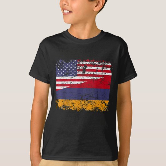 ARMENIAN ROOTS Half-American Flag USA ARMENIA FLAG T-shirt (Voorkant)