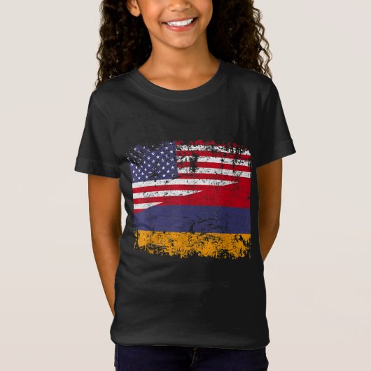 ARMENIAN ROOTS Half-American Flag USA ARMENIA FLAG T-shirt (Voorkant)