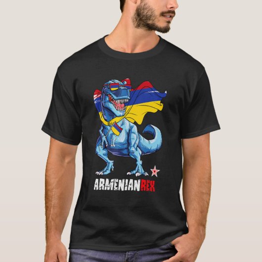 Armenianrex Proud Armeense vlag Fun Dinosaur Sauru T-shirt (Voorkant)