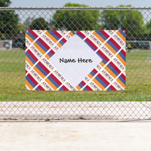 Armenië Armeense vlag betegelde zwarte personalisa Spandoek (Insitu)
