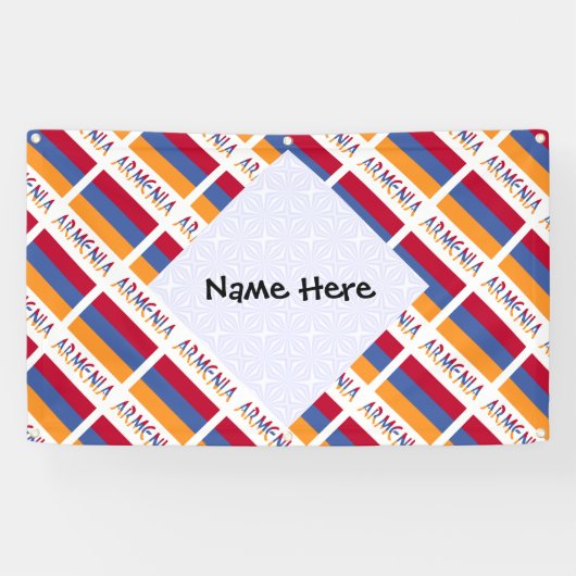 Armenië Armeense vlag betegelde zwarte personalisa Spandoek (Horizontaal)