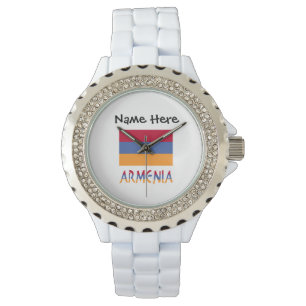 Armenië Armeense Vlag Zwart Personalisatie  Horloge