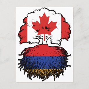 Armenië - Canadese vlag over boomstammen Briefkaart