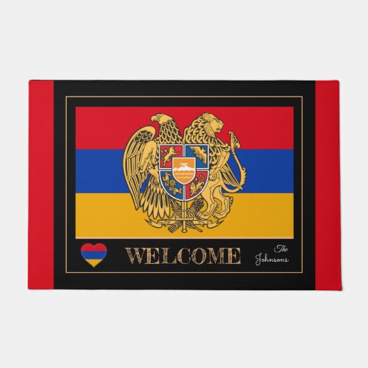 Armenië Emblem, Armeense vlagmats/sport Welkom Deurmat (Voorkant)