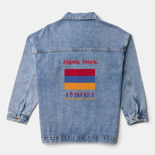 Armenië en Armeense vlag gepersonaliseerde vrouwen Denim Jacket (Achterkant)