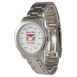 Armenië en Armeense vlag met uw naam Horloge