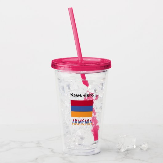 Armenië en Armenië - vlag Gepersonaliseerd Acryl Drinkbeker (Voorkant ijs)