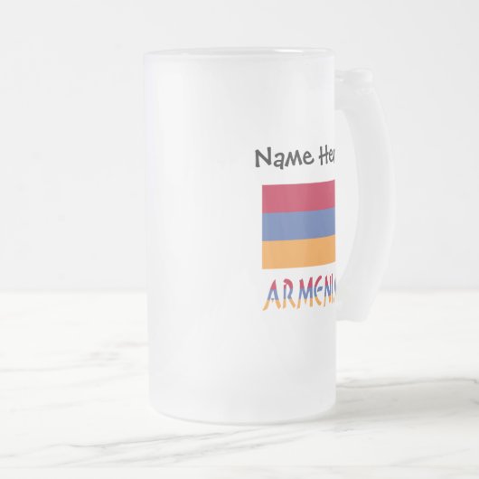 Armenië en Armenië - vlag Gepersonaliseerd Matglas Bierpul (Voorkant rechts)