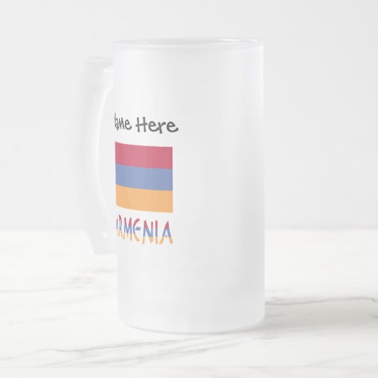 Armenië en Armenië - vlag Gepersonaliseerd Matglas Bierpul (Voorkant links)