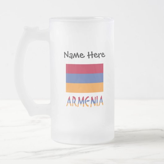 Armenië en Armenië - vlag Gepersonaliseerd Matglas Bierpul (Links)