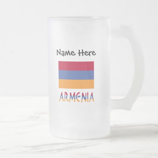 Armenië en Armenië - vlag Gepersonaliseerd Matglas Bierpul (Rechts)
