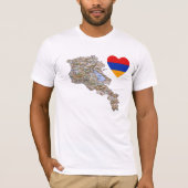 Armenië Flag Heart en Map T-Shirt (Voorkant)