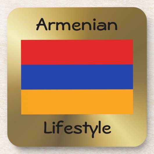Armenië Flag+Text Onderzetter (Voorkant)