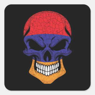 Armenië glimlachen schedelvlag vierkante sticker