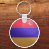 Armenië Glossy Circle Flag Sleutelhanger (Achterkant)