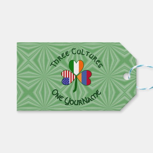 Armenië Ierland USA Shamrock Vlag personaliseren Cadeaulabel (Voorkant (Horizontaal))