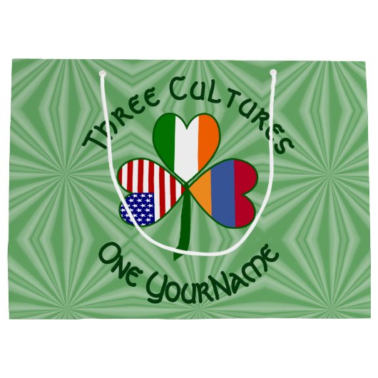 Armenië Ierland USA Shamrock Vlag personaliseren Groot Cadeauzakje (Achterkant)