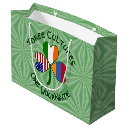 Armenië Ierland USA Shamrock Vlag personaliseren Groot Cadeauzakje (Achterkant Gekanteld)