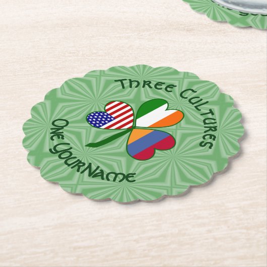 Armenië Ierland USA Shamrock Vlag personaliseren Kartonnen Onderzetters (Gekanteld)