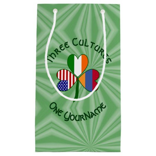 Armenië Ierland USA Shamrock Vlag personaliseren Klein Cadeauzakje (Voorkant)