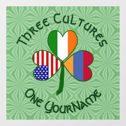 Armenië Ierland USA Shamrock Vlag personaliseren Raamsticker (Vel)