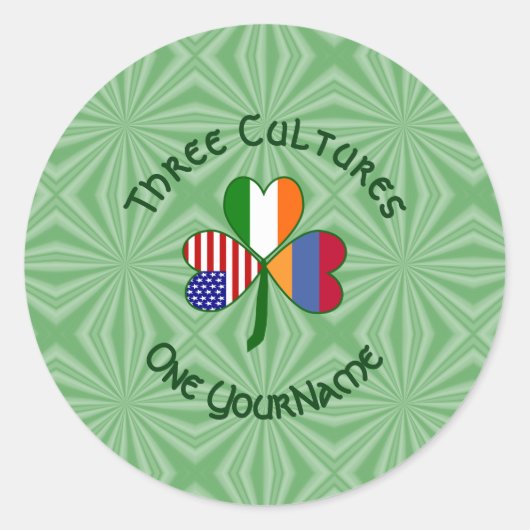 Armenië Ierland USA Shamrock Vlag personaliseren Ronde Sticker (Voorkant)