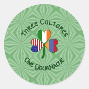 Armenië Ierland VS Shamrock Vlag Personaliseer Ronde Sticker