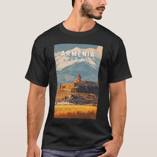 Armenië Illustratie Reizen Art Vintage T-shirt (Voorkant)
