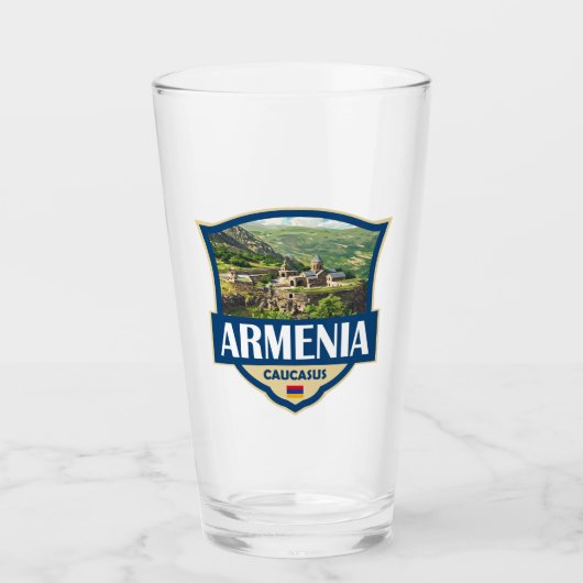 Armenië Illustratie Retro Badge Glas (Voorkant)