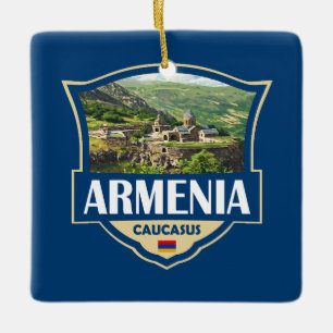 Armenië Illustratie Retro Badge Keramisch Ornament