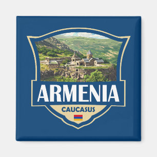 Armenië Illustratie Retro Badge Magneet