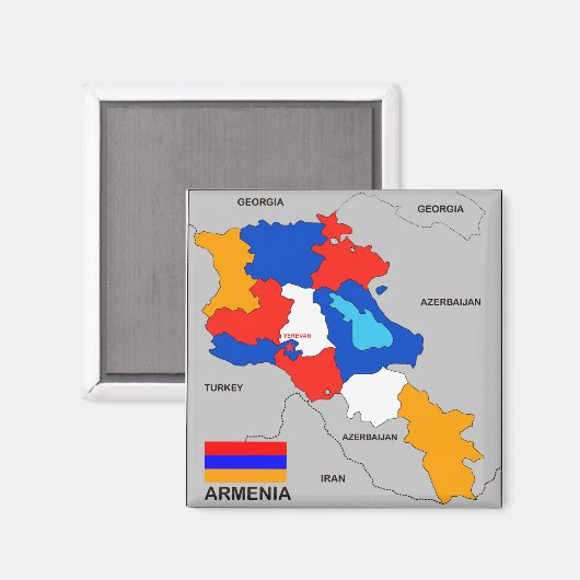 armenië - land politieke kaart magneet (Voorkant / Achterkant)