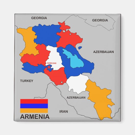 armenië - land politieke kaart magneet (Voorkant)