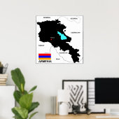 armenië - land politieke kaart poster (Thuiskantoor)