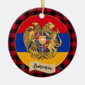 Armenië, Rode buffels en Armeense vlag Keramisch Ornament (Voorkant)