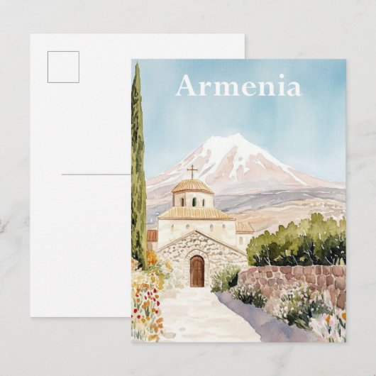 Armenië Waterverf Schilderij Reizen Briefkaart (Voorkant / Achterkant)