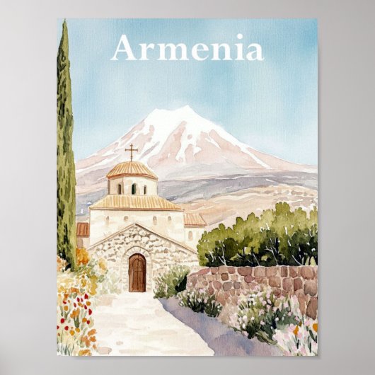 Armenië Waterverf Schilderij Reizen Poster (Voorkant)
