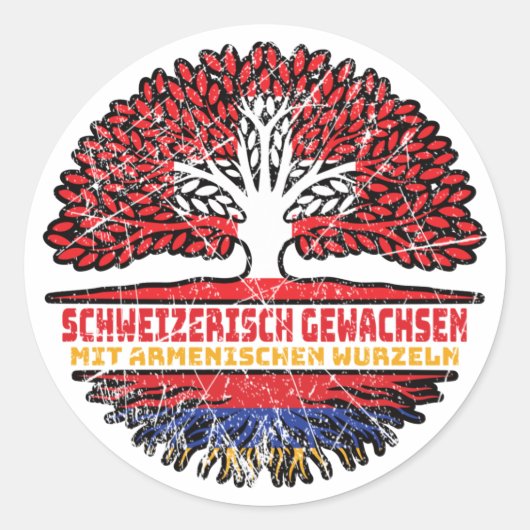 Armenien Armenisch Schweizer Schweiz Baum Wurzel Ronde Sticker (Voorkant)