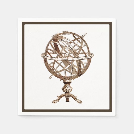Armillary Celestial Sphere Sepia Servetten (Voorkant)