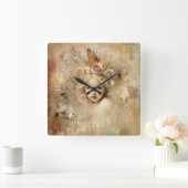 armoedig chic  meisje vierkante klok (Huis)