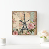 armoedig chic paper parijs - vierkante klok (Huis)