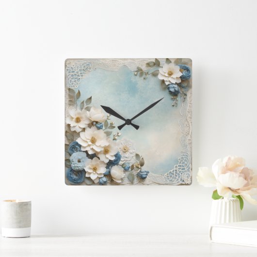 armoedige bloemen vierkante klok (Huis)