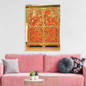 Armoire met vier Chinoiserie-panelen met rode lak Canvas Afdruk (Insitu (Woonkamer))
