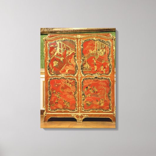 Armoire met vier Chinoiserie-panelen met rode lak Canvas Afdruk (Voorkant)